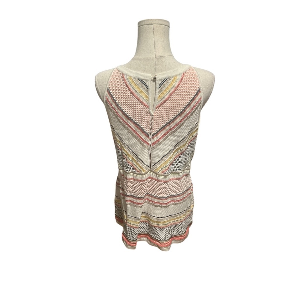 WHBM White House Black Market Striped Knit Sleeveless Top Ivory Sz Large - Picture 4 of 7